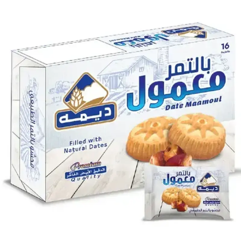 Deemah Regular Mamoul 16 x 16g - ديمه معمول بالتمر بالدقيق الابيض