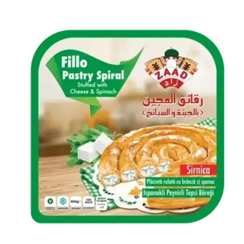 Zaad Filo Pastry Cheese & Spinach - عجينة رقائق العجين بالجبنة والسبانخ جاهزة للفرن مجمدة