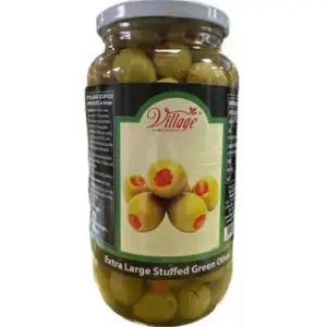 Village Stuffed Xl Green Olives 907g زيتون أخضر حجم كبير