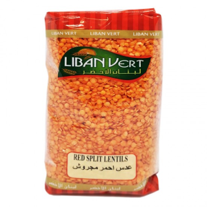 Liban Vert Red Split Lentils 1KG - لبنان الأخضر عدس أحمر مجروش