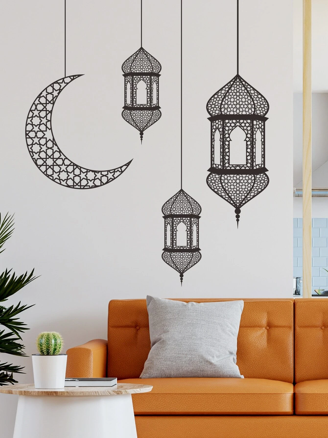 Moon & Lantern Pattern Wall Sticker 1 Sheeet (W: 30cm, L: 90cm)
