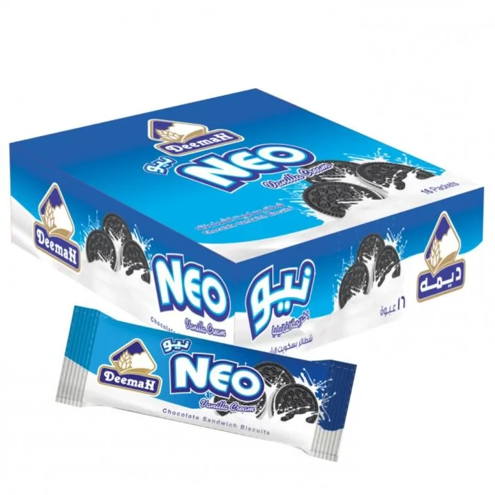 Deemah Neo Vanilla 30g x16 ديمه نيو بسكويت بالشوكولاته محشوة بكريمة الفانيلا