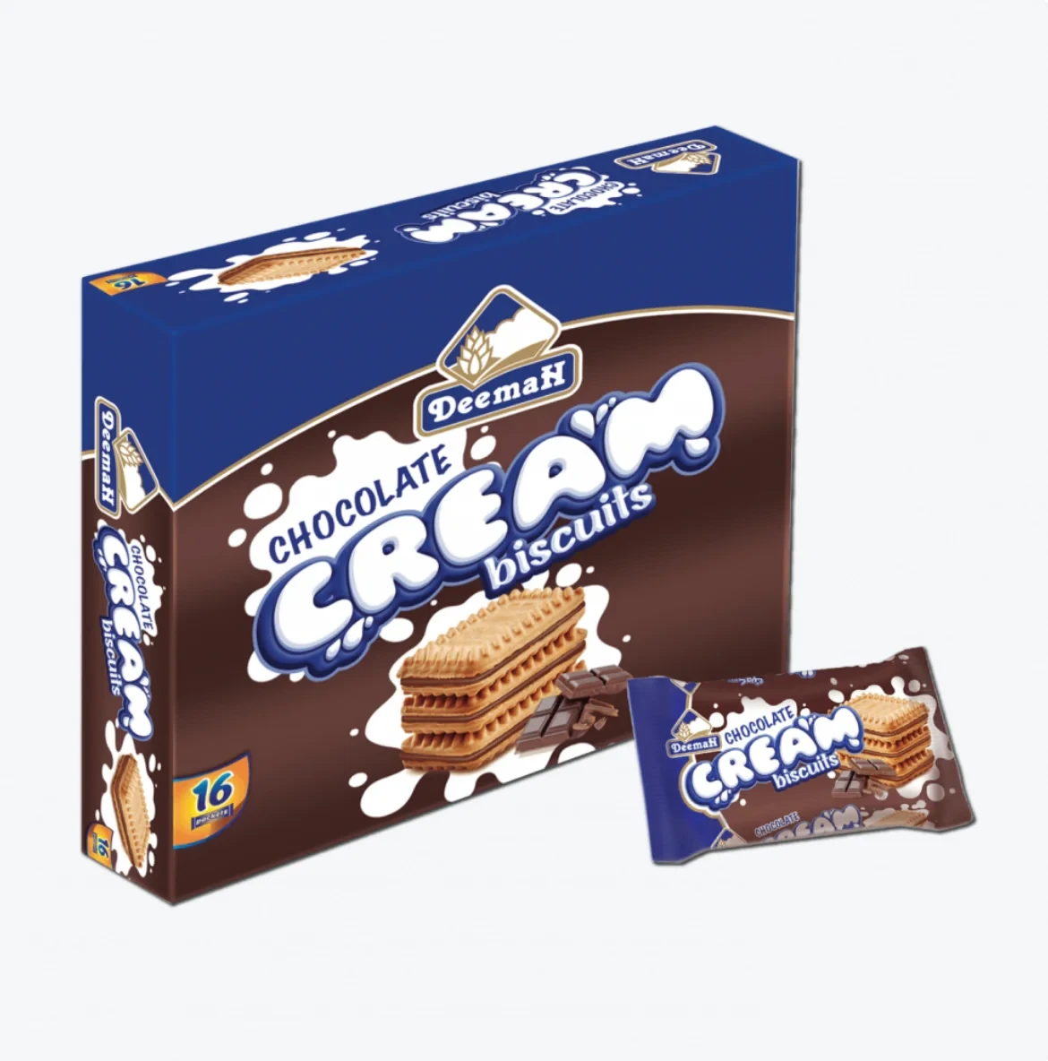 Deemah Cream Biscuit Chocolate 27g x16 ديمه بسكويت الشوكولاته