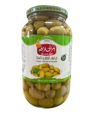 Alahlam Green Olives Kalamata 1300g الاحلام زيتون اخضر كلمتا