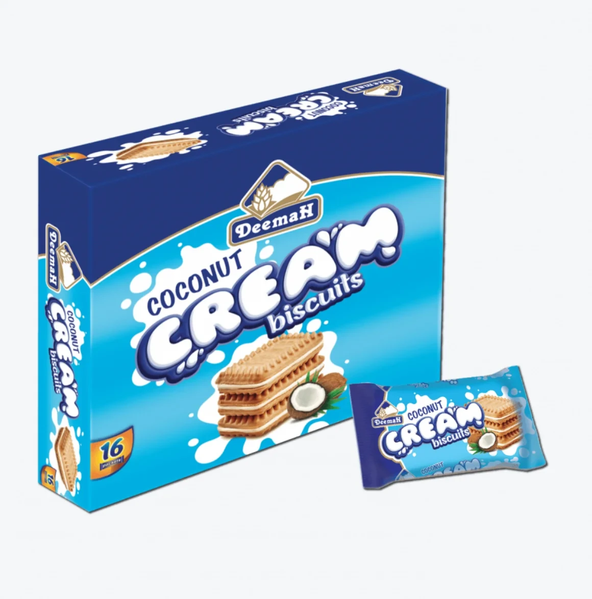 Deemah Cream Biscuit coconut 27g x16 ديمه بسكويت كريمة جوز الهند