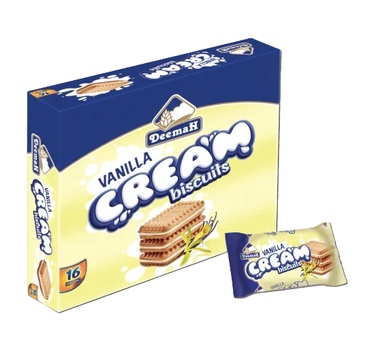 Deemah Vanilla Biscuit Cream 16 x 27g - ديمه بسكويت الكريمة فانيلا