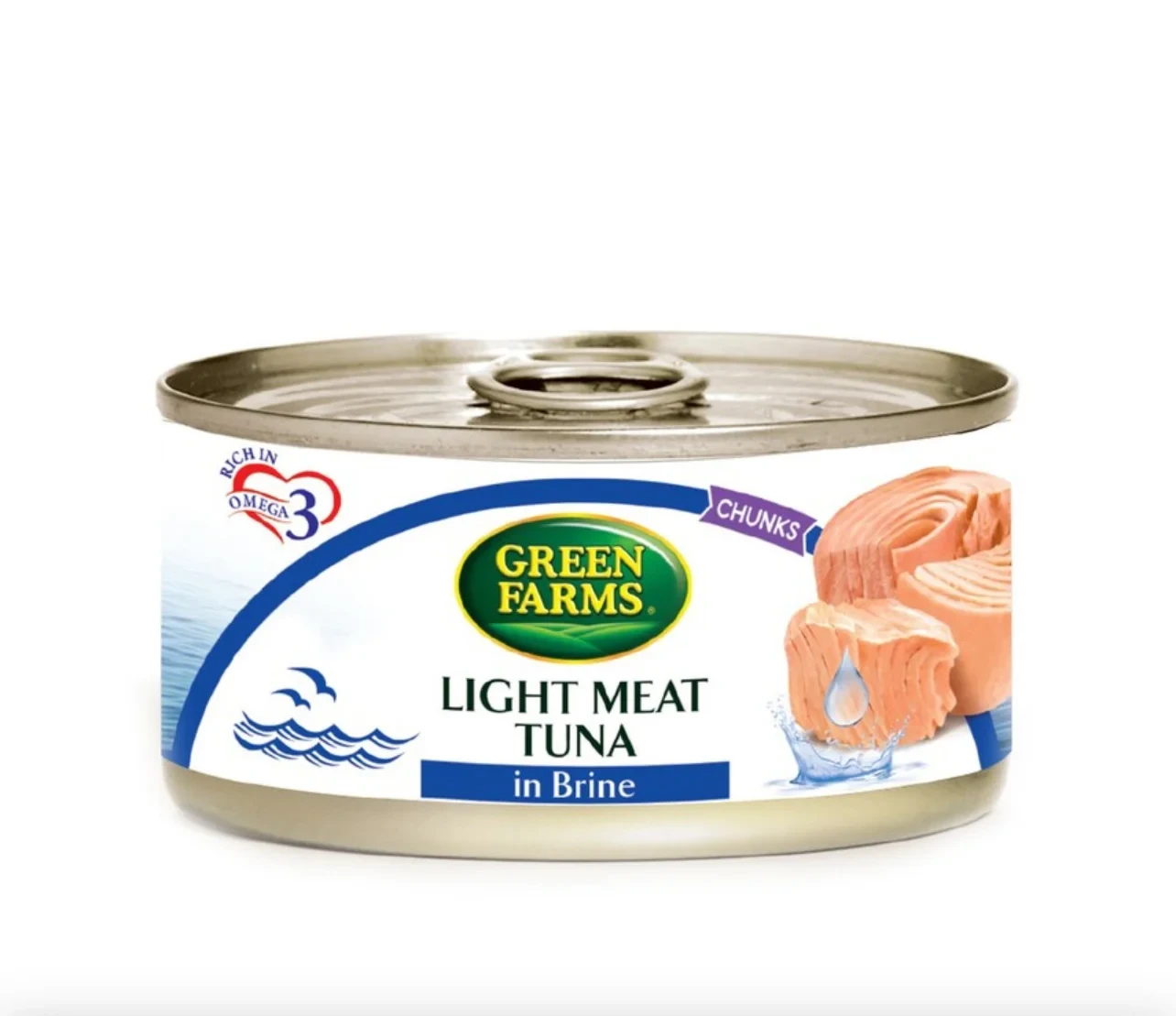 Green Farms Chunks Light Meat Tuna In Brine 160g لحم تونة خفيف جرين فارمز