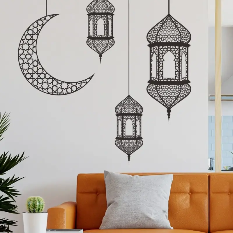 Moon & Lantern Pattern Wall Sticker 1 Sheeet (W: 30cm, L: 90cm)