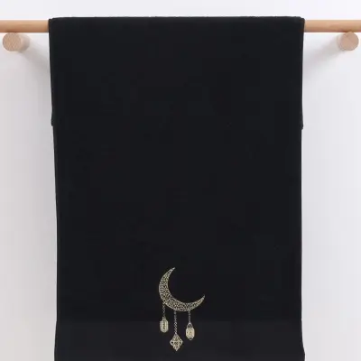 Ramadan Black Bath Towel (Moon Print) 1 Piece