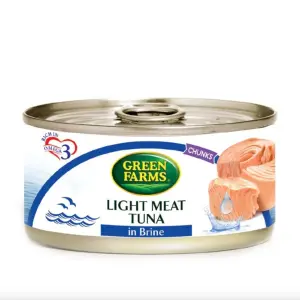 Green Farms Chunks Light Meat Tuna In Brine 160g لحم تونة خفيف جرين فارمز