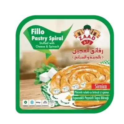 Zaad Filo Pastry Cheese & Spinach - عجينة رقائق العجين بالجبنة والسبانخ جاهزة للفرن مجمدة