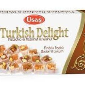 USAS TURKISH DELIGHT PISTASHIO HAZELNUT WALNUT 350G يوساس راحة تركية بالفستق والجوز والبندق